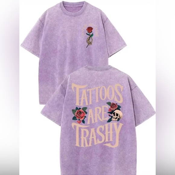 Men’s Vintage Distressed T-Shirt Graphic Rose “Tattoos are Trashy” Size XL - NEW - Picture 3 of 4